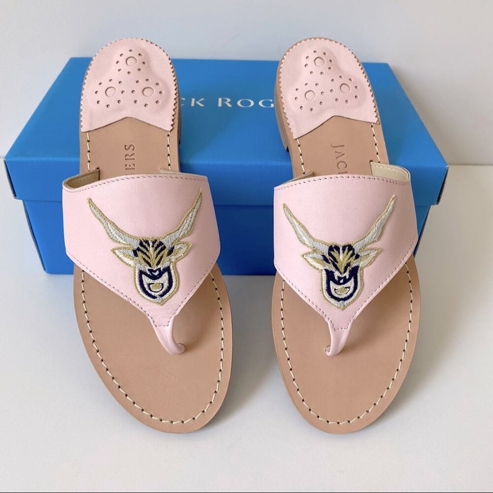 Jack Rogers Pink Leather Capricorn Embroidery Shoe